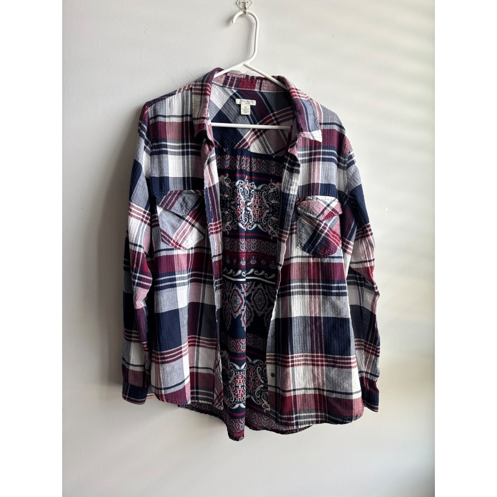 Westbound Multicolor Plaid Paisley Button Up Women 1X